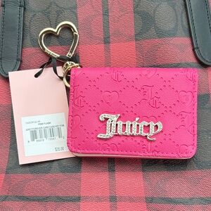Juicy Couture Fuchsia Card Holder with Heart Keychain